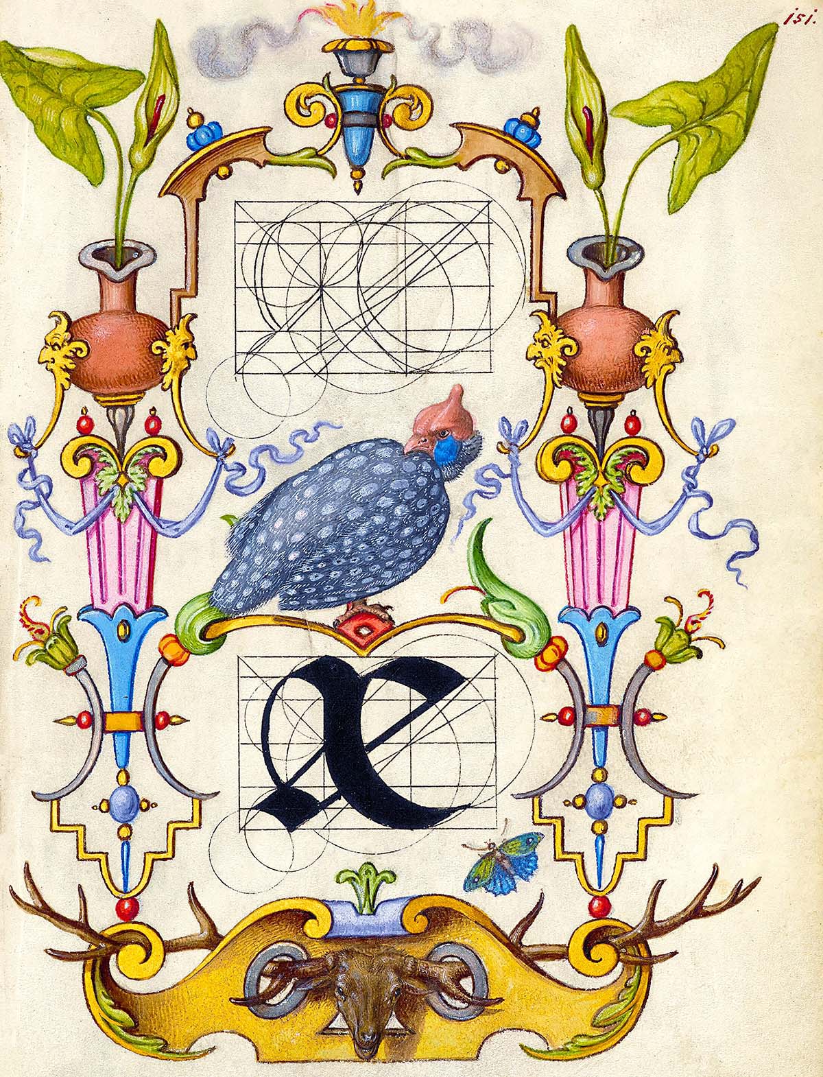 Guide for Constructing the Ligature ae by Joris Hoefnagel and Georg Bocskay, about 1561–1596
